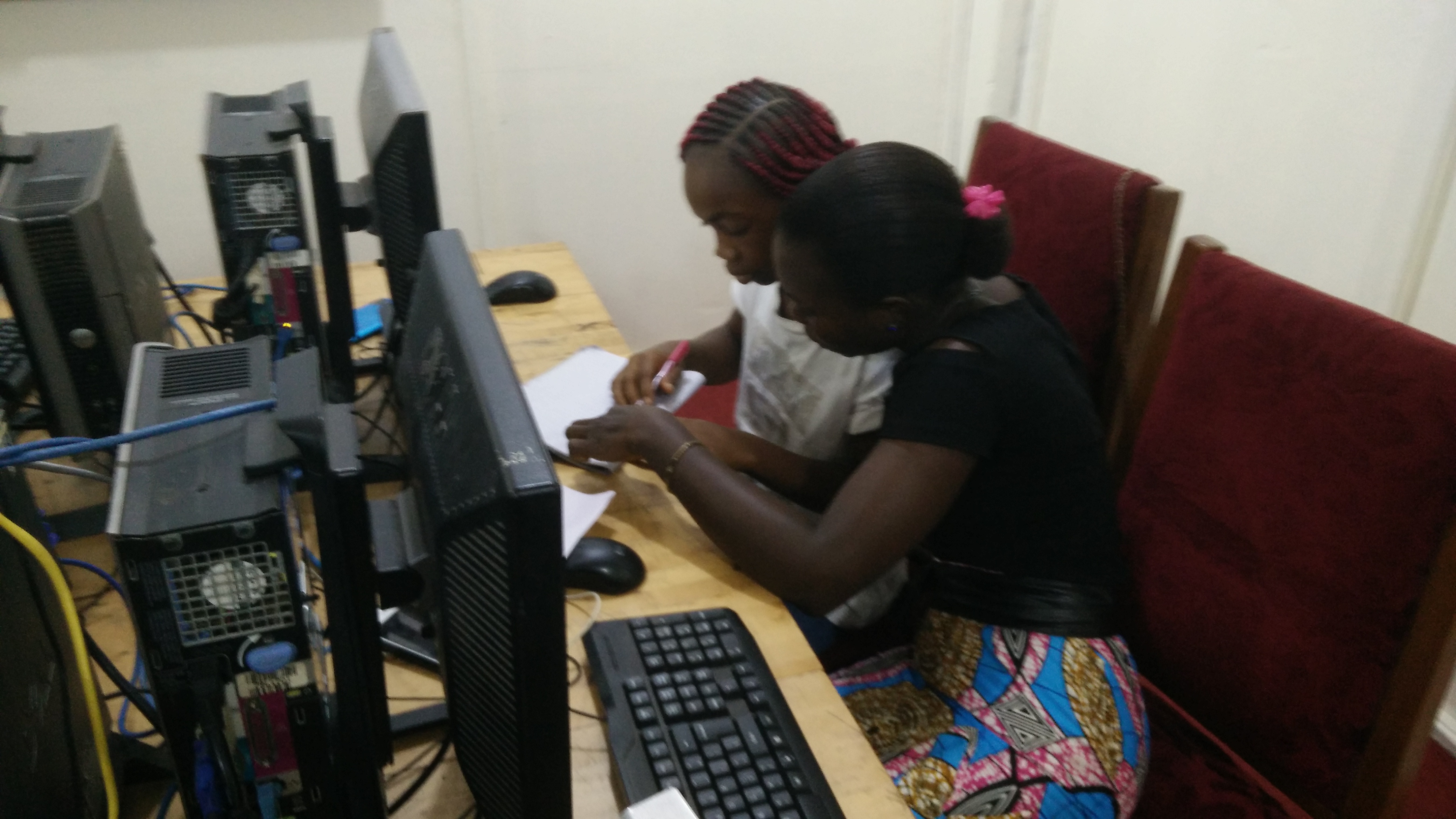 Freena and Comfort working on an algorithm