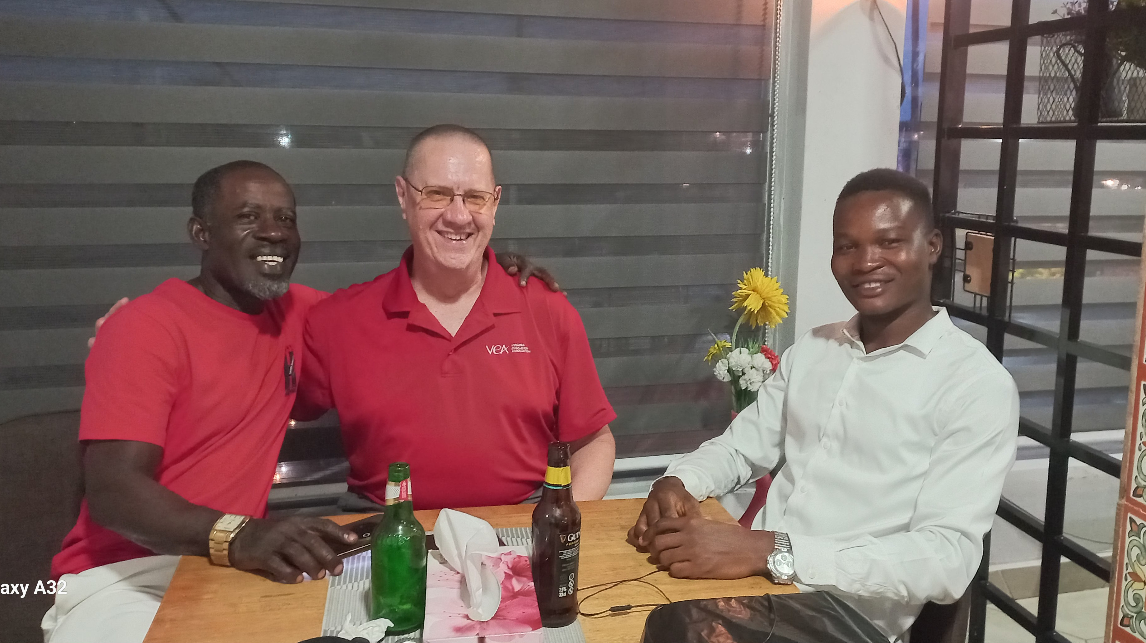 James, Jeff, and Daniel at dinner