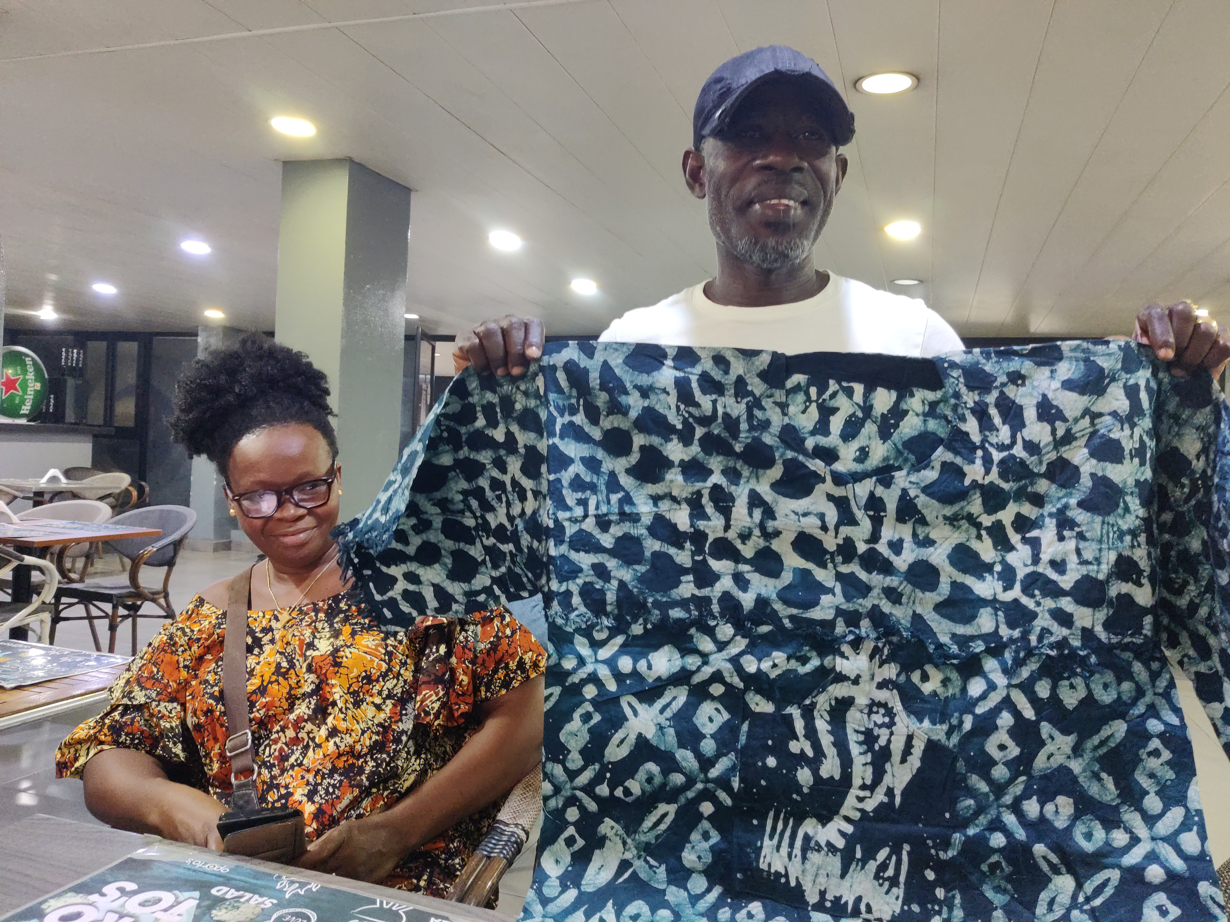 James and Theresa with dress for Roxana