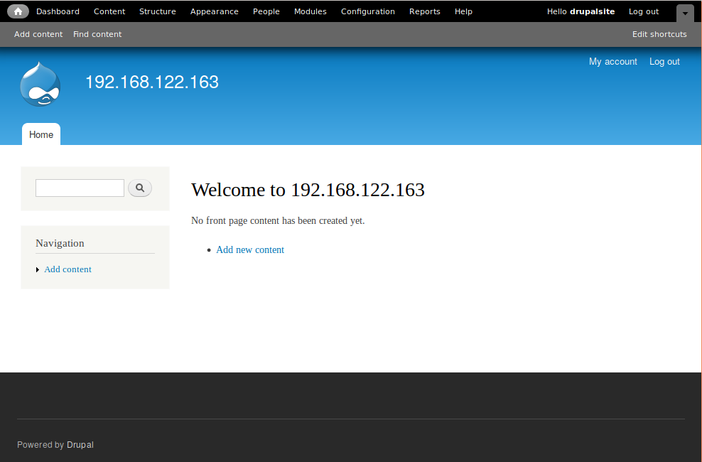 Drupal welcome page
